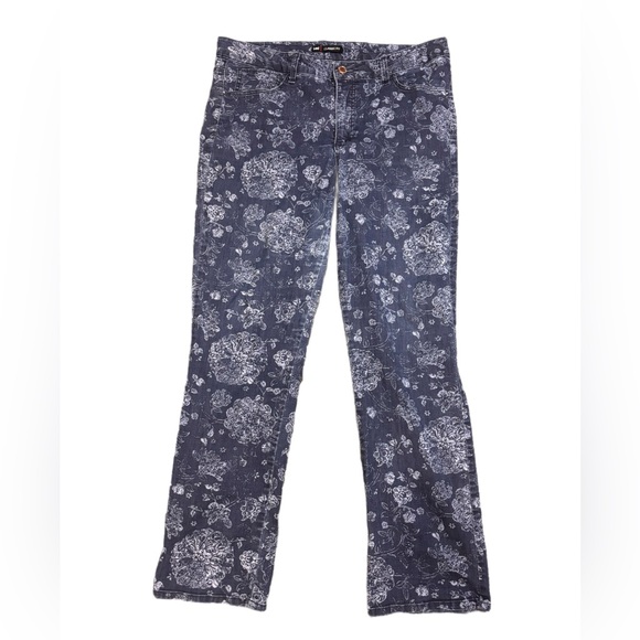 Women’s Lee Jeans Classic Fit Floral Print Jeans Sz 16 - Picture 1 of 6